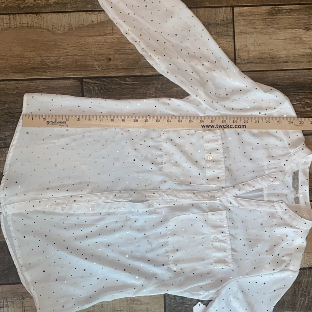 Coral Bay White Blouse with Gold polkadot blouse 🆕 - Picture 11 of 11